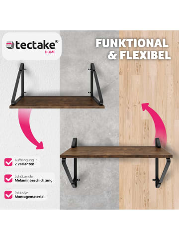 tectake 2er Set Wandregal Irvine 60 x 20 x 33,5 cm, Industrial Holz dunkel, rustikal