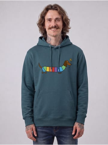 wat? Apparel Sweatshirt Regenbogen Dackel in Petrol