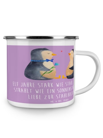Mr. & Mrs. Panda Camping Emaille Tasse 11. Hochzeitstag Stahlhoc... in Lavendeltraum