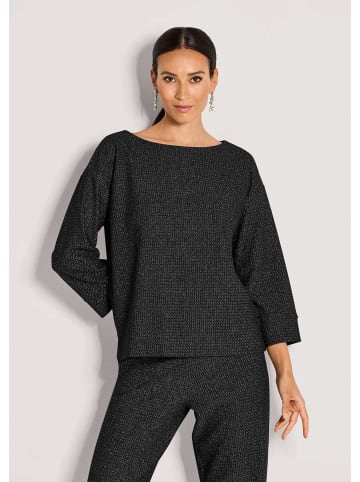 MADELEINE Halbarm Glanzgarn-Oberteil in schwarz / silberfarben