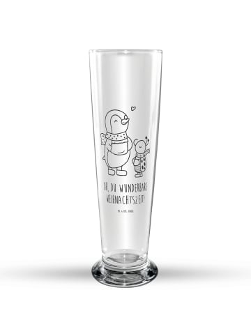 Mr. & Mrs. Panda Bierglas Smörle Winterzeit mit Spruch in Transparent