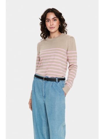 SAINT TROPEZ Strickpullover MilaSZ Gerade Passform in Plaza Taupe Pink Stripe