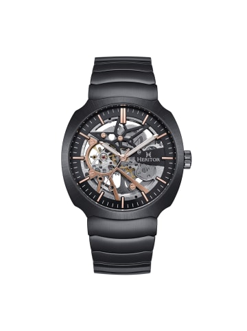 Heritor Magnus Uhr mit Edelstahlarmband in Gunmetal/Rose Gold
