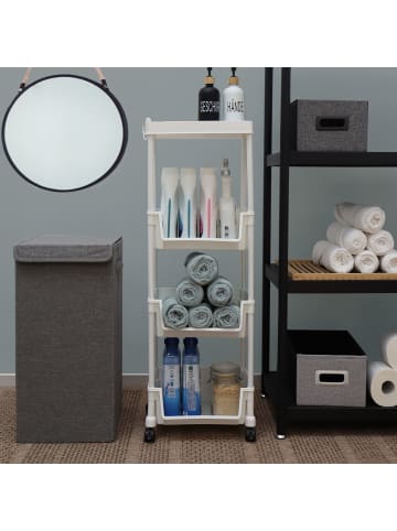 MAKLIK Nischenregal auf Rollen Mons mit 4 Ablagen in Weiß