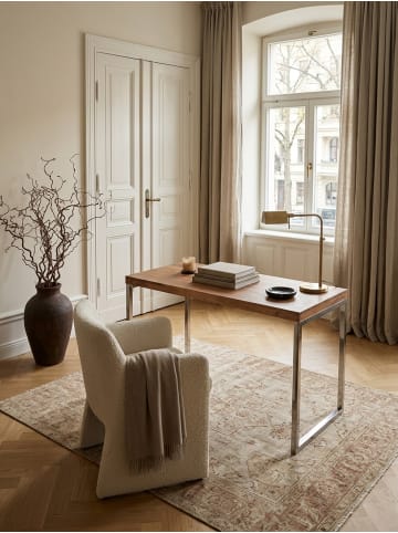 KADIMA DESIGN Schreibtisch Massivholz | Rustikal-Stil, Metall-Gestell, 50kg Belastbar in Beige