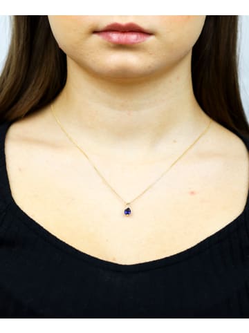 Diamant L'éternel Halskette mit Anhänger aus 375 Gelbgold mit Saphir