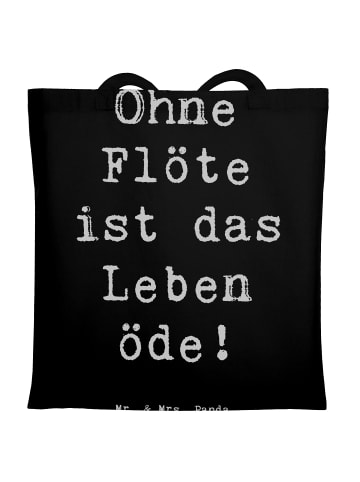 Mr. & Mrs. Panda Tragetasche Spruch Flöte Leben mit Spruch in Schwarz