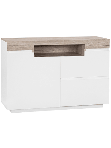 Beliani Sideboard MARLIN in Weiß/Braun - (W) 110 x (H) 75 x (L) 40 cm