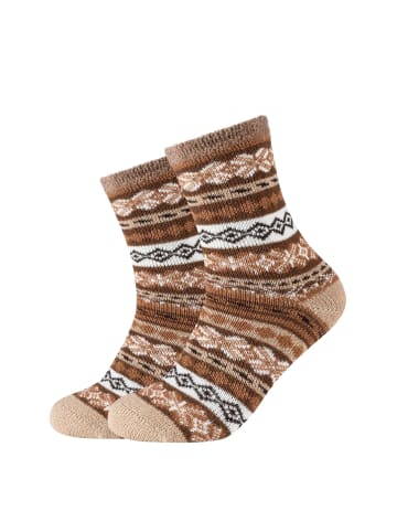 camano Socken Cosy Norweger Kuschelsocken Flauschig Warm Damen Zopfmuster Lang Flauschsocken Für Winter Set Frauen 2er Pack warm & cozy in taupe