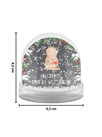 Mr. & Mrs. Panda Schneekugel Bär Kaffee mit Spruch in Kreidetafel