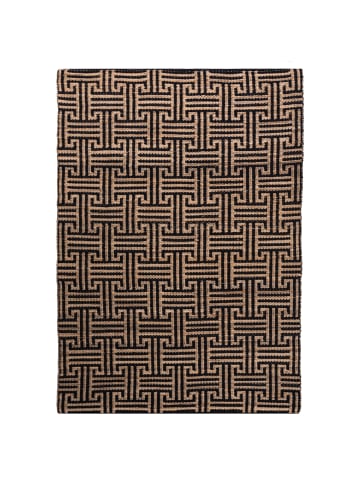 KADIMA DESIGN Teppich Flachgewebe Geometrisch, verflochtenes Linien, Flur in Natur-Schwarz
