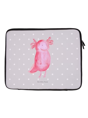 Mr. & Mrs. Panda Laptop Tasche Axolotl Glücklich ohne Spruch in Grau Pastell