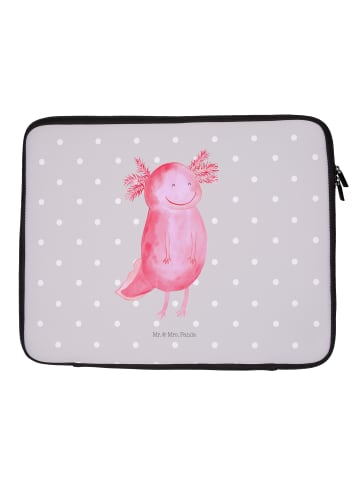 Mr. & Mrs. Panda Notebook Tasche Axolotl Glücklich ohne Spruch in Grau Pastell