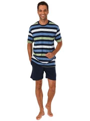 NORMANN Shorty Pyjama kurzarm Schlafanzug Streifen - 46255 in marine