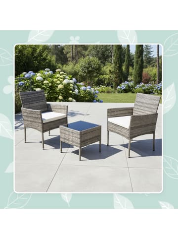 relaxdays 3-tlg. Gartenmöbel-Set "Rattan" in Grau