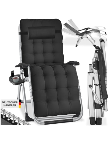 tectake Sonnenliege, klappbar, 84 x 168 x 82,5 cm, mit Ablagetisch