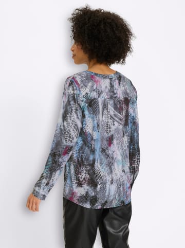 Heine Druckbluse in rauchblau-beige-bedruckt
