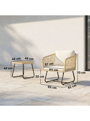 Outsunny Rattan Sitzgruppe in Cremeweiß 65L x 61B x 70H cm