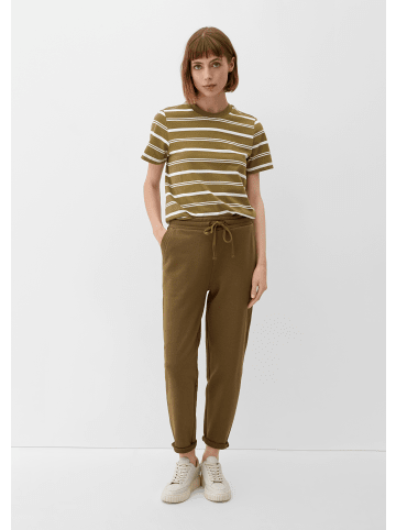 s.Oliver T-Shirt kurzarm in Olive-weiß