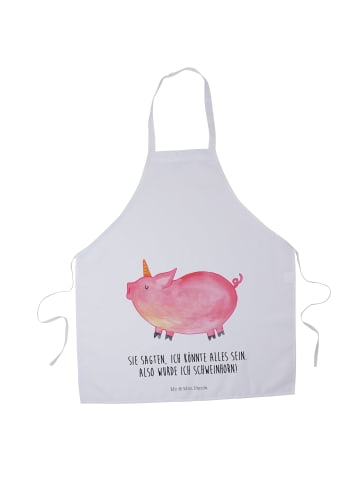 Mr. & Mrs. Panda Schürze Einhorn Schwein mit Spruch in Weiß