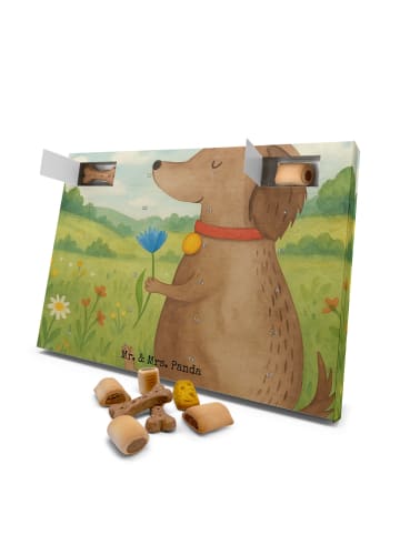 Mr. & Mrs. Panda Hund Adventskalender Hund Blume Design ohne Spruch in Weiß
