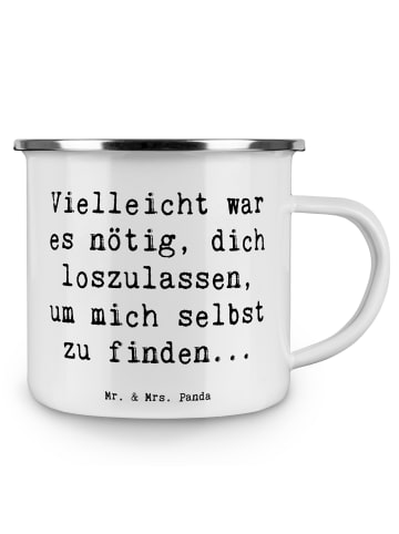 Mr. & Mrs. Panda Emaille Tasse Spruch Liebeskummer Selbstfindung... in Weiß