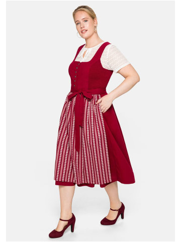 sheego Dirndl, Bluse und Schürze in bordeaux