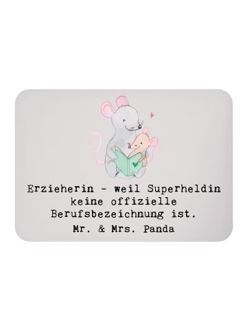 Mr. & Mrs. Panda Magnet Erzieherin Superheldin mit Spruch in Grau Pastell