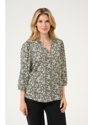 Kaffe Langarm-Bluse KAkatrine Regular fit in Black/White Flower Print