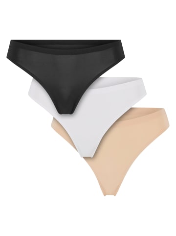 Urban Classics Urban Classics Ladies Bonded Brazilian 3-Pack in black+white+nude