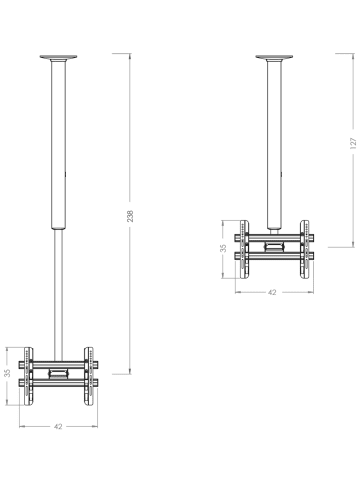 VCM  Universal VESA TV Deckenhalterung CM3 Maxi Double in Silber