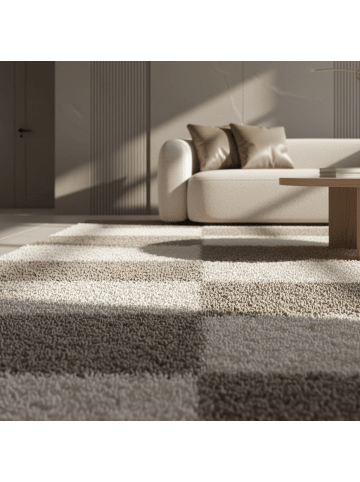 KADIMA DESIGN Teppich Hochflor Shaggy Waschbar Karo WERFEN Strapazierfähig in Beige