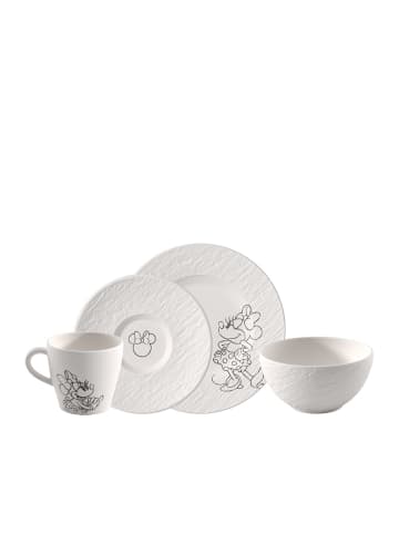 Villeroy & Boch 4er Set Frühstücks-Set Manufacture Rock blanc – Mickey Mouse in weiß