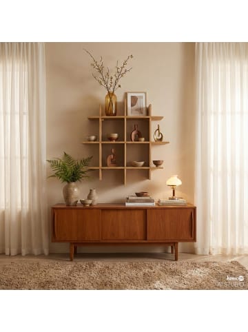 home24 home24 Furniertes Tassenregal aus Holzwerkstoff in Tanne / Braun - 20 x 73 x 73 cm in Tanne