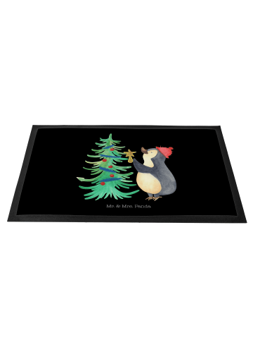 Mr. & Mrs. Panda Gummimatte Pinguin Weihnachtsbaum ohne Spruch in Schwarz