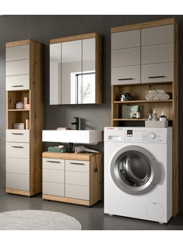Inn.Furn Badmöbel-Set Sand Kaschmir, Eiche Evoke, Badkombination 190 4-teilig