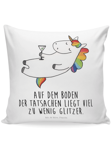 Mr. & Mrs. Panda Dekokissen Einhorn Blümchentail mit Spruch in Weiß