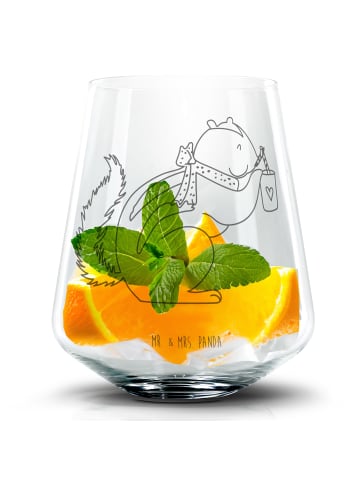 Mr. & Mrs. Panda Blümchentail Glas Eichhörnchen Smoothie ohne Spruch in Transparent