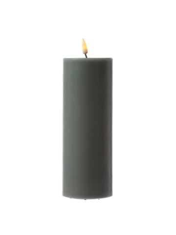 Deluxe Homeart LED Kerze Mia Echtwachs flackernd H: 20cm D: 7,5cm in salbeigrün