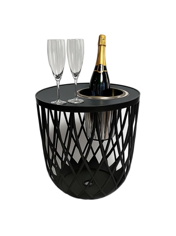 COOTAB Cooler Table 4-in-1 Loungetisch mit Edelstahl-Kühler Dubai in Schwarz 45 cm in schwarz