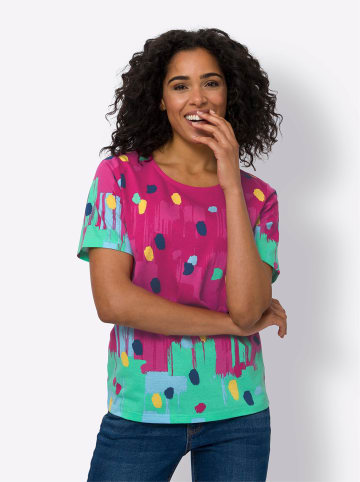 Sieh an! Kurzarmshirt in pink-aqua-bedruckt
