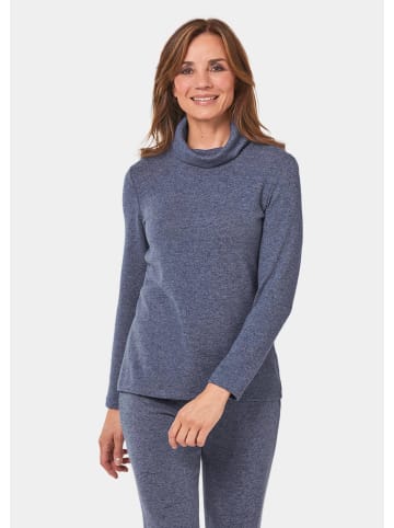 GOLDNER Flausch-Shirt Flauschig weiches Rollkragenshirt in Strickoptik in marine / melange