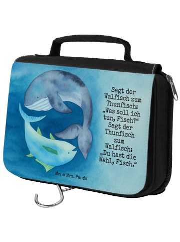 Mr. & Mrs. Panda Waschtasche Walfisch Thunfisch Design mit Spruch in Weiß