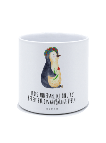 Mr. & Mrs. Panda Kübel für Pflanzen Pinguin Blumen mit Spruch in Weiß