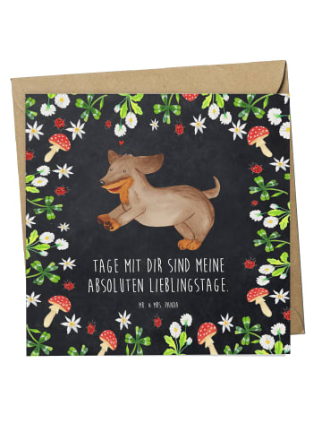 Mr. & Mrs. Panda Klappkarte Hund Dackel mit Spruch in Kreidetafel