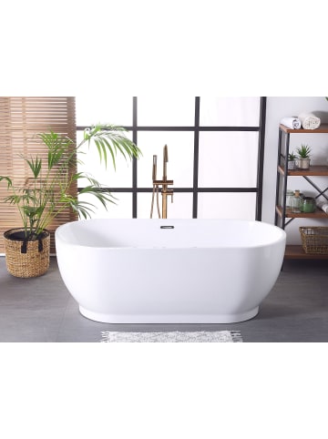 Beliani Freistehende Badewannen LEVERA in Weiß/Silber - (W) 78 x (H) 60 x (L) 170 cm