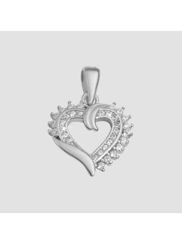 Adeliás Damen Anhänger – Herz Herzanhänger aus 925 Silber mit Zirkonia in silber