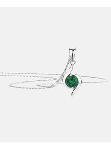 Diamant L'éternel Halskette mit Anhänger aus 375 Weißgold mit Smaragd