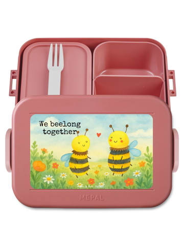 Mr. & Mrs. Panda Brotbox Biene Verliebt Design mit Spruch in Rot Pastell