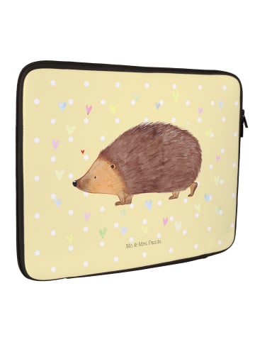 Mr. & Mrs. Panda Laptoptasche Igel Herzen ohne Spruch in Gelb Pastell